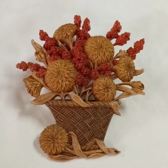 HOMCO MCM FALL FLOWERS SET OF VTG 70'S 3D WALL ART - Picture 2 of 10